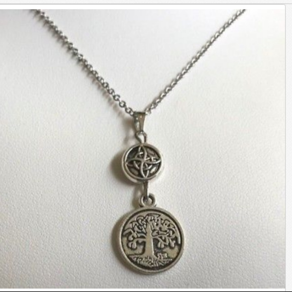 Silver Tree of Life Celtic Irish Necklace 20"